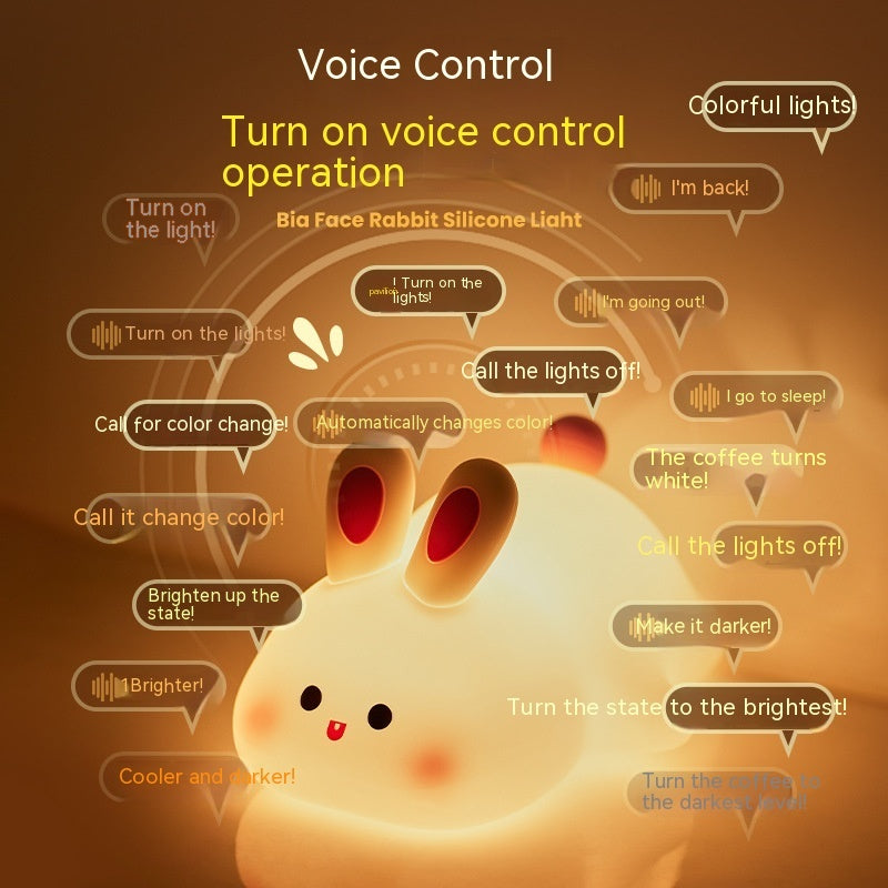 Cute LED Night Light Touch Sensor id's Cartoon Kids Nightlights Big Face Rabbit Silicone Night Light Christmas Gift Bedside Lamp Home Decor