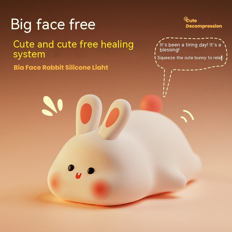 Cute LED Night Light Touch Sensor id's Cartoon Kids Nightlights Big Face Rabbit Silicone Night Light Christmas Gift Bedside Lamp Home Decor